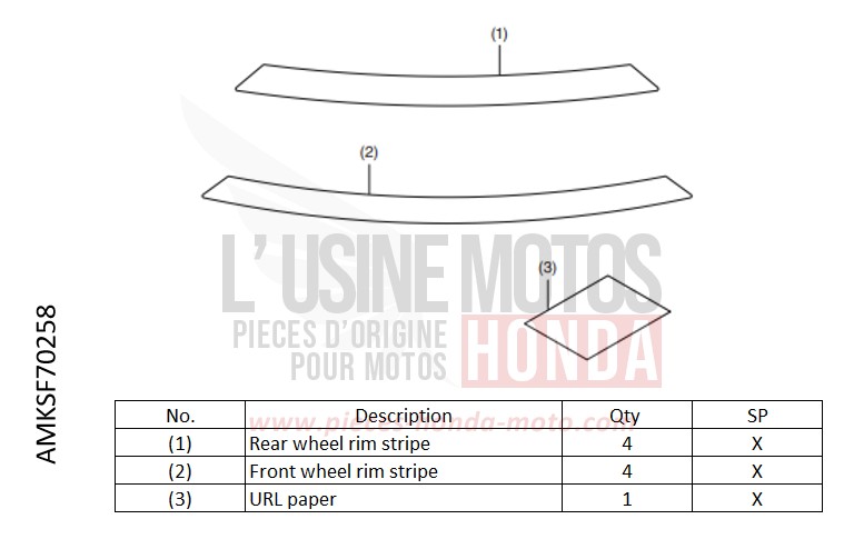 KIT,WHEEL STRIPE SET *NH463* de Africa Twin DCT GRAND PRIX RED (R380B) de 2022